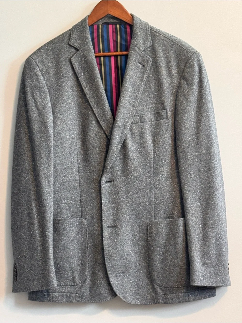 Q by Q Burton Men’s 40R Gray Wool Silk Blend Blazer Sport Coat